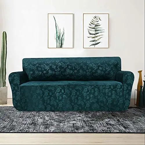 Dark Green Бархатный Чехол для дивана, Мягкий Нескользящий протектор для мебели, 1 шт., спандекс, тиснение, Цветочный диван, диван для влюбленных, чехол для дивана - Цвет: Dark Green