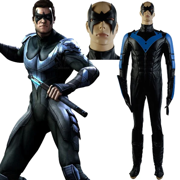 Костюм Бэтмена Arkham City Nightwing Робин Косплэй костюм на Хэллоуин полный комплект