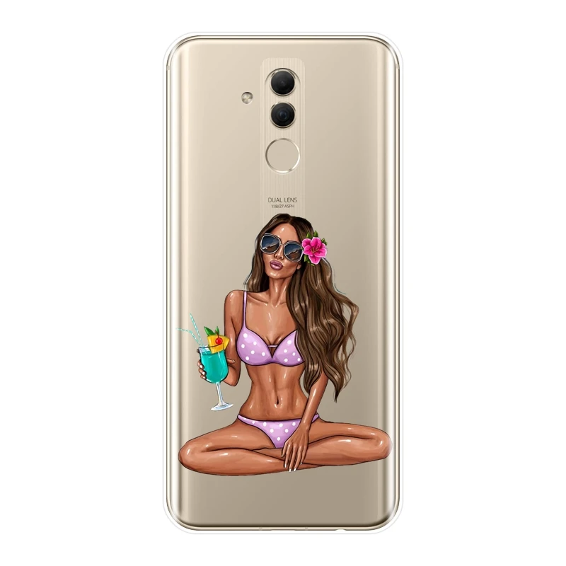 Чехол для телефона Huawei Mate 20 10 9 Pro черный сексуальная девушка летняя Мягкая