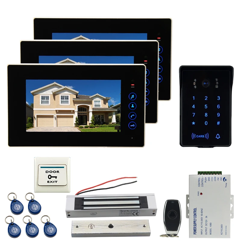 JEX Video Door Phone Doorbell system Kit 7 inch LCD Screen Waterproof Password Keypad RFID Camera In Stock 1V3 Intercom | Безопасность и
