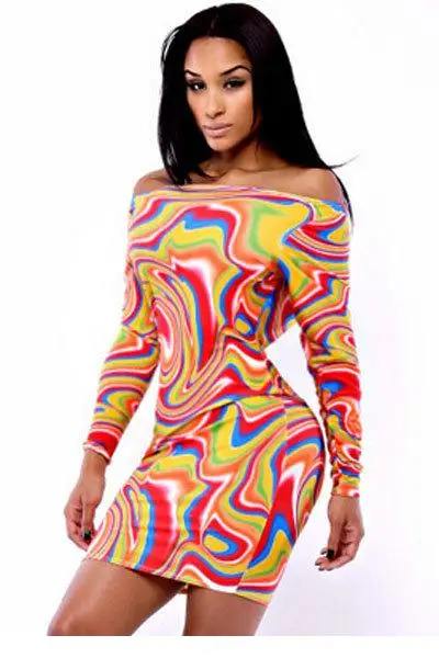 roupas femininas vestidos Dazzling Hawaiian Lava Print Dress brand tire long sleeve printed women dresses 15540510 | Женская одежда