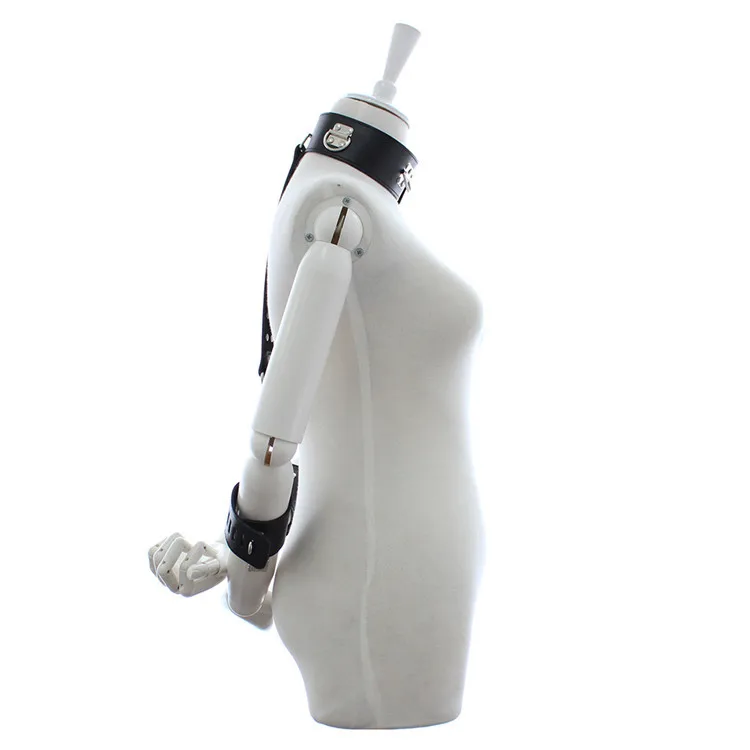 Черная Кожа шеи манжеты обязательного аппарат мужской женский взрослый