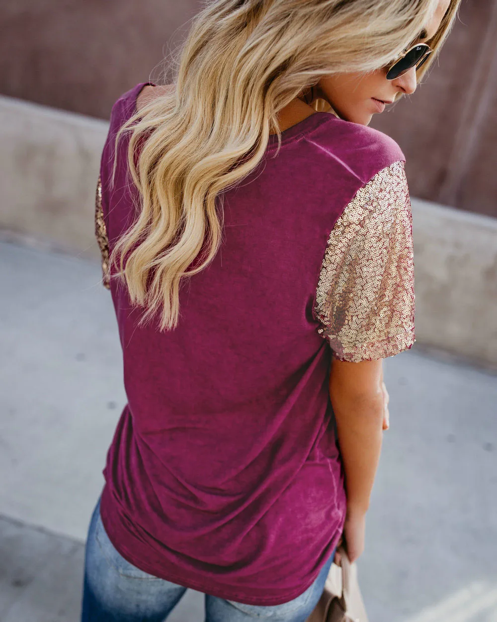 Zmvkgsoa Women Tshirt 2019 Baseball Spring Summer V Neck Top Tees Sequined Splicing Short Sleeve T Shirt Y10635 | Женская одежда