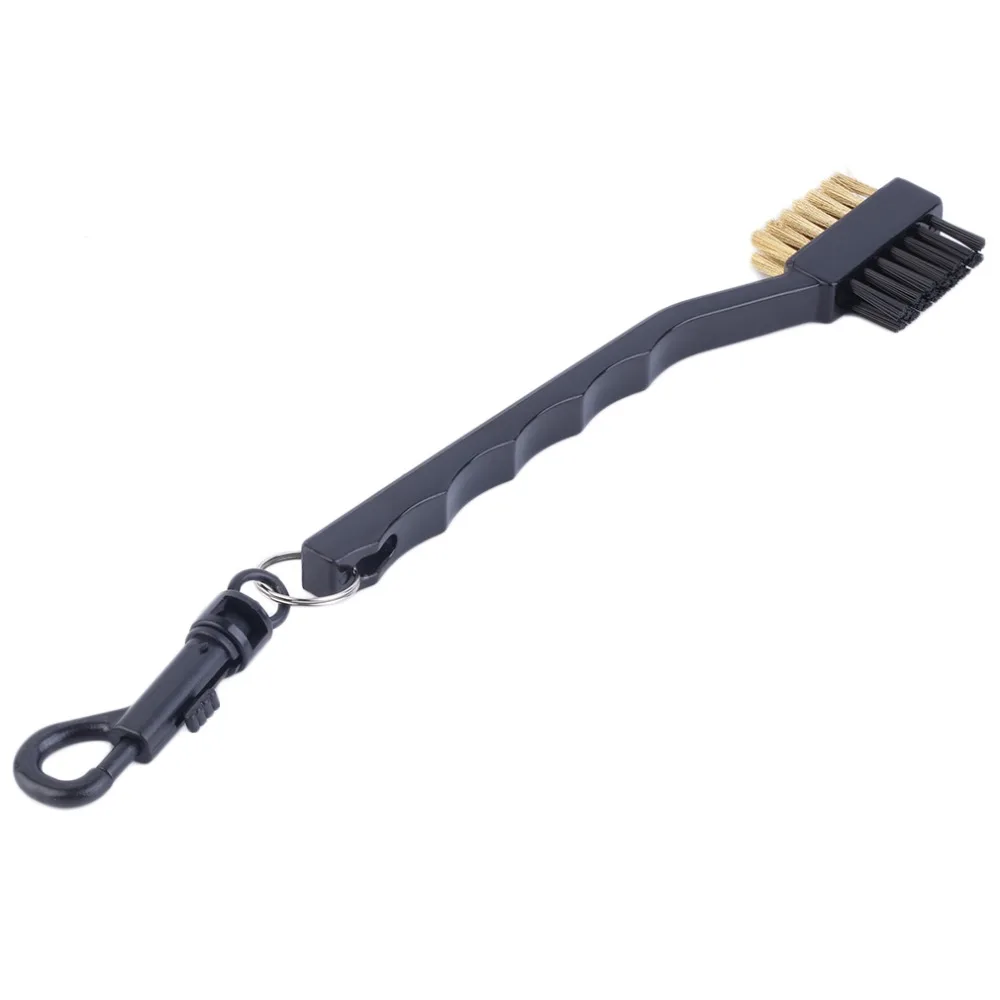 

2 Sided Dual Bristles Brass Wires Golf Club Brush Groove Cleaner Kit Tool Black Useful Hot