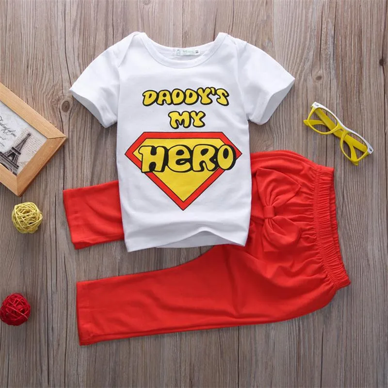 Футболка и штаны для маленьких мальчиков девочек летний повседневный комплект