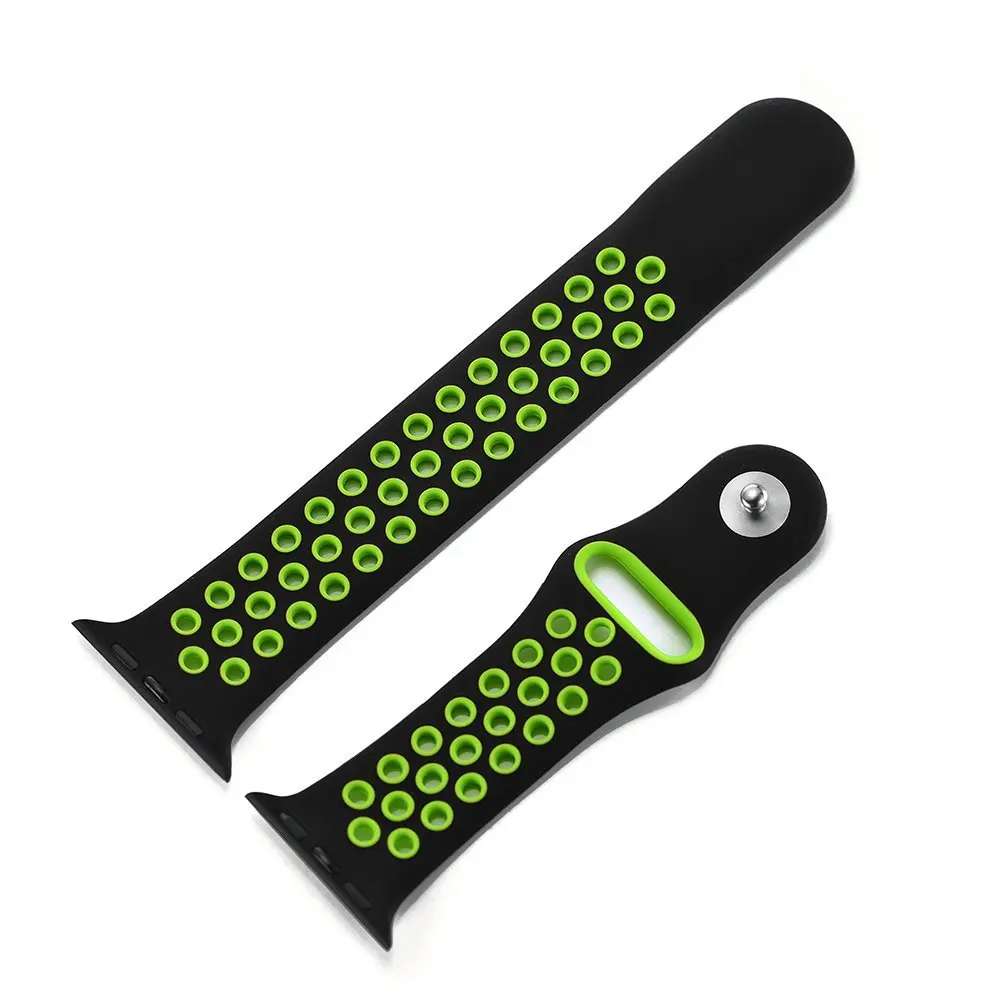 Black Green Спортивный силиконовый ремешок для наручных часов Apple watch 4 44 мм 40 мм Nike+ браслет ремешок для наручных часов iWatch серии 1/2/3, 42 мм, 38 мм, ремешок для часов - Цвет ремешка: Black Green