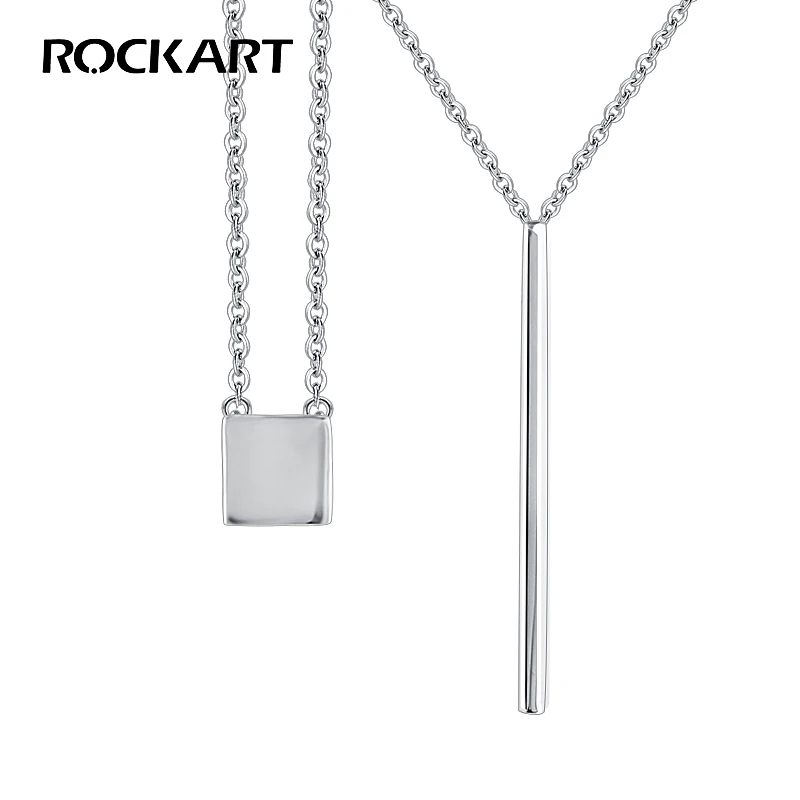 Ожерелье женское из чистого серебра с квадратным кулоном | Ожерелья