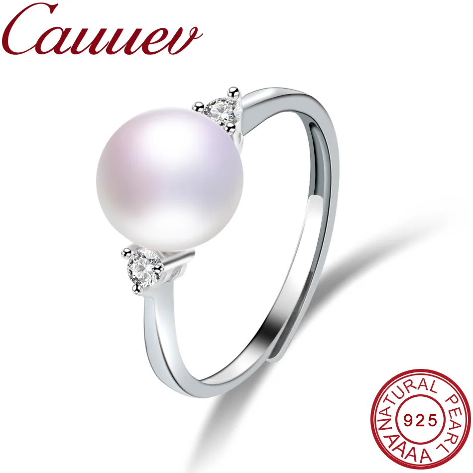 

Cauuev Real Natural Freshwater Pearl Wedding Ring Fashion 925 Sterling Silver Women Engagement Zircon Ring Elegant Jewelry Gifts