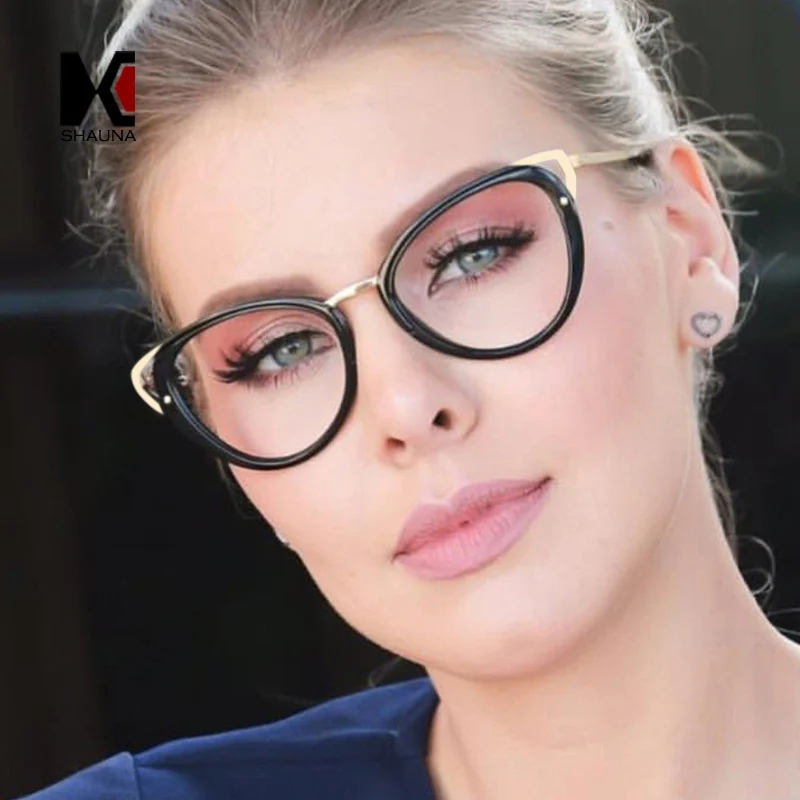 SHAUNA, модные разноцветные оправы для очков кошачий глаз, женские ретро очки для близорукости