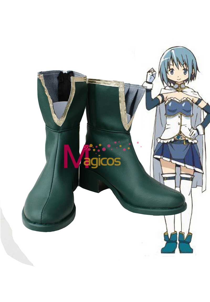Puella Magi Madoka Magica Miki Sayaka/Зеленые ботинки для костюмированной вечеринки обувь на