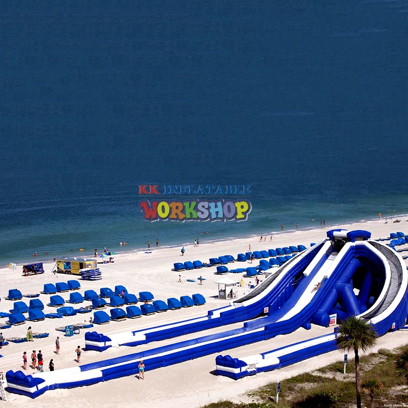 Koop Strand Eiland Opblaasbare Water Park Giant Opblaasbare Nijlpaard Cliffhanger Glijbaan In Sapin