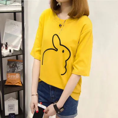 New Summer Fashion Women Loose Rabbit T Shirts Simple Exquisite Ladies Party Office Shopping OL T-shirt Clothes XXL | Женская одежда