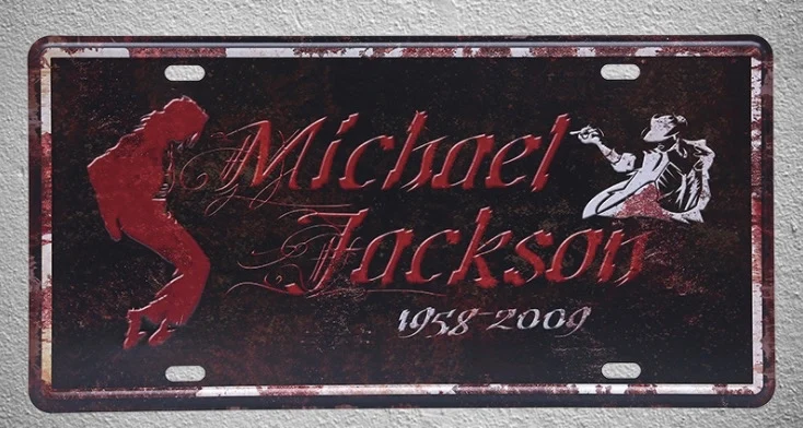

1 pc Michael Jackson Singer Dancer artist legend plaques Tin Plates Signs wall man cave Decoration Metal Art Vintage Poster