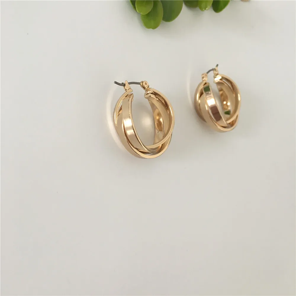 Новые повседневные Позолоченные Три круга Комбинированные Серьги кольца для