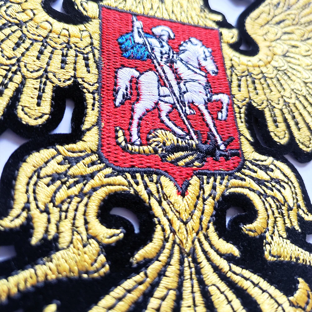 Вышитая нашивка с гербом России двуглавый орел для одежды военная | Дом и сад