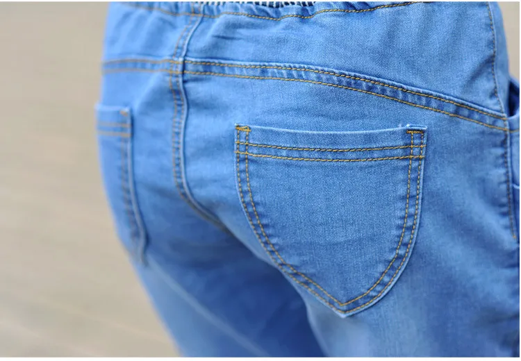 XL-4XL прямые продажи с фабрики летние джинсы больших размеров женские эластичные
