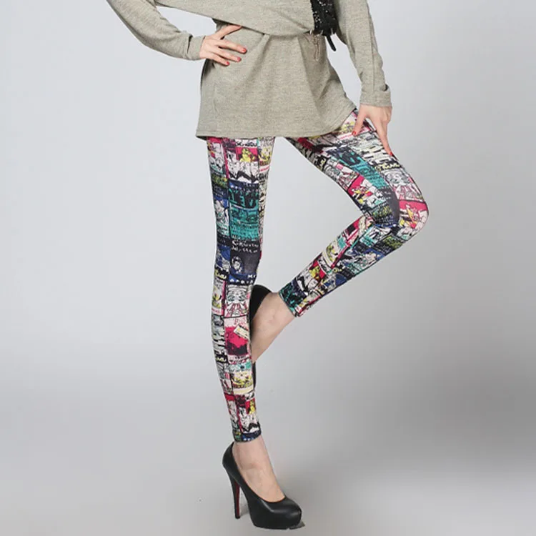 2014 limited freeshipping fashion cotton knitted mid yes new graffiti print leggings pantyhose beckoning cat was thin milk | Женская