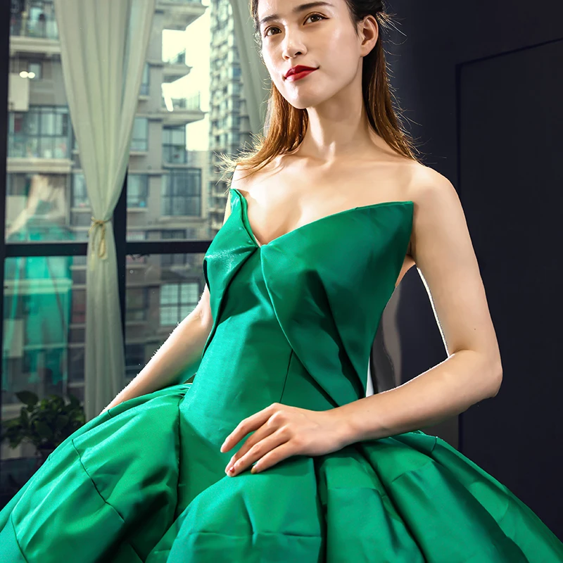 J66858 Jancember зеленое платье Quinceanera 2020 атласные бальные платья без бретелек для