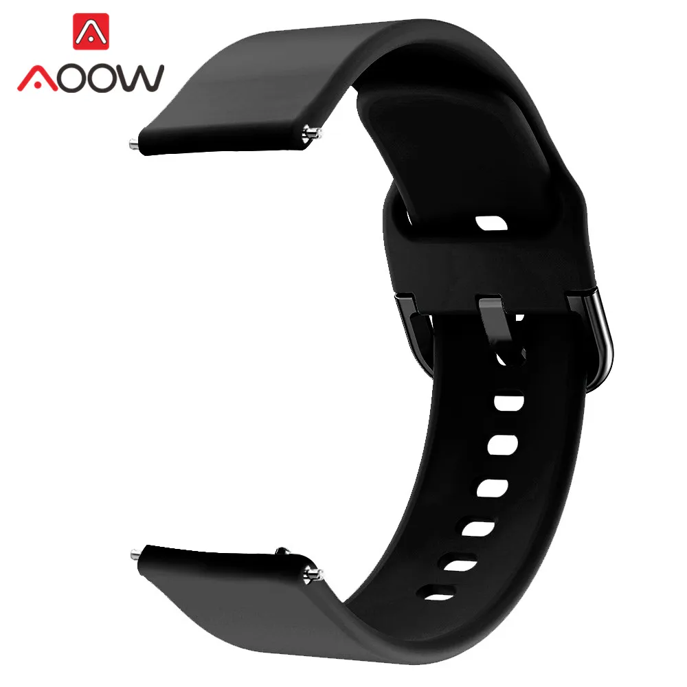 Black 20 мм силиконовый ремешок для часов samsung Galaxy Watch Active 42 мм браслет ремешок для gear S2 Huami Amazfit Bip huawei Watch 2 - Цвет ремешка: Black