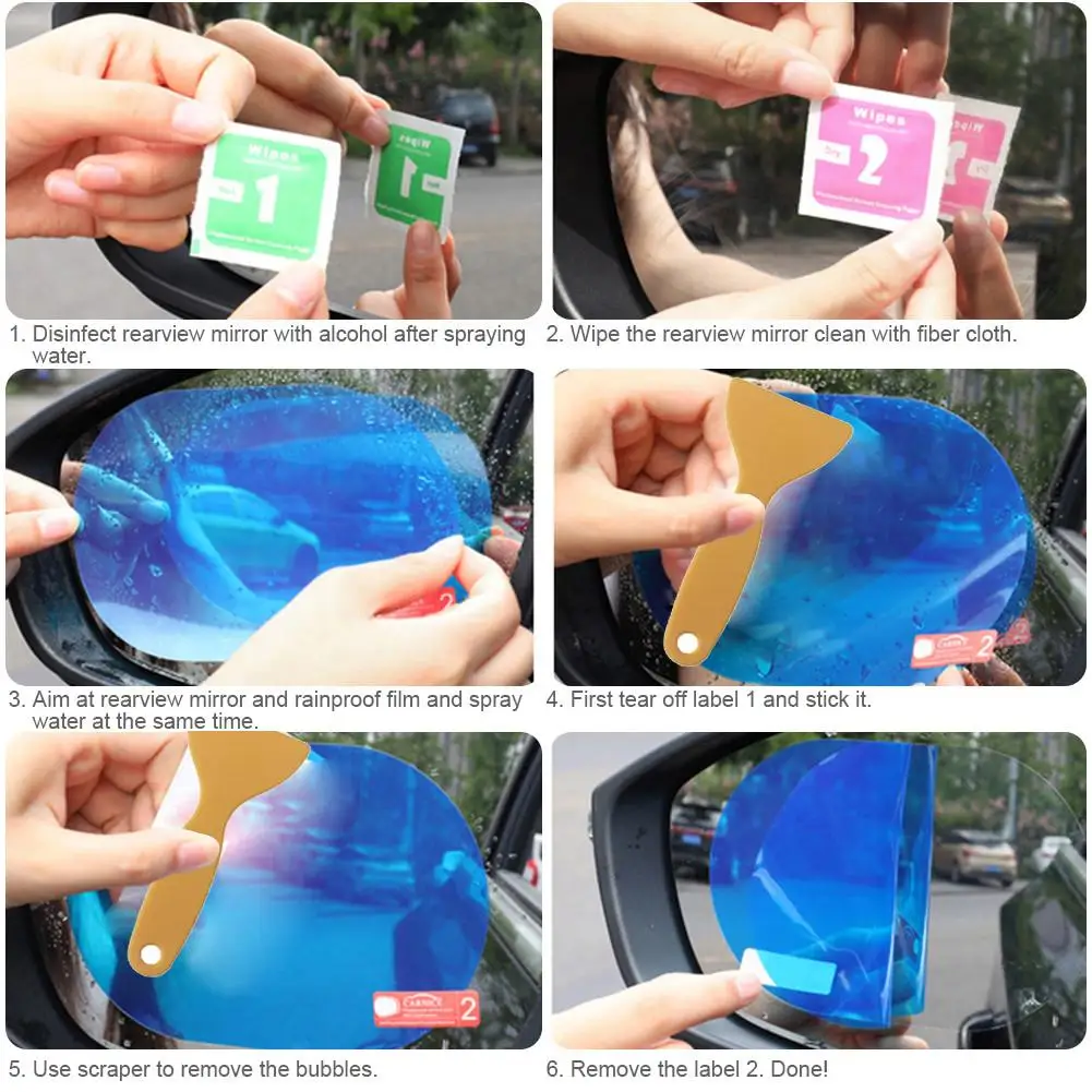 Пленка на зеркало заднего вида автомобиля Антибликовая дождевая