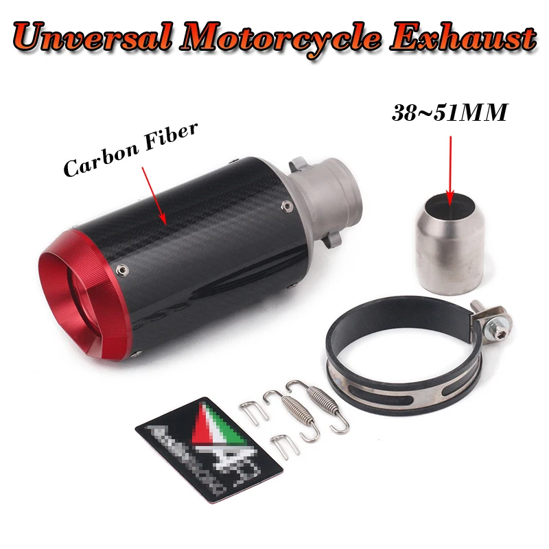 CNC Unversal 38 ~ 51 мм мотоцикл выхлопной модифицированный Escape Moto углеродного волокна