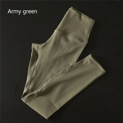 Army Green Супер мягкие обнаженные штаны для йоги и фитнеса для женщин 4-Way эластичные спортивные лосины анти-пот высокая Талия тренажерный зал Спортивные Леггинсы - Цвет: Army Green