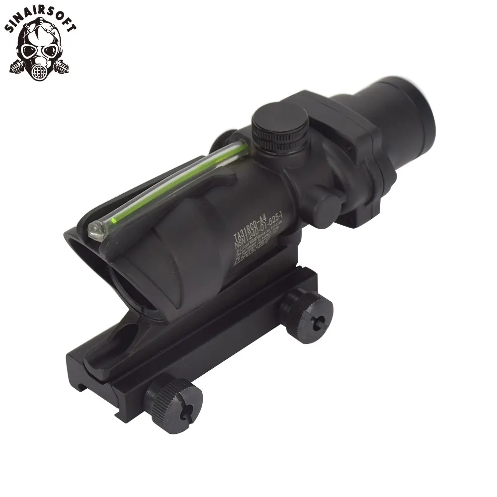 Охотничий Оптический Прицел ACOG 4X32 Настоящее волокно оптика красный зеленый подсветкой шеврон Стекло гравированный сетка тактический оптический прицел