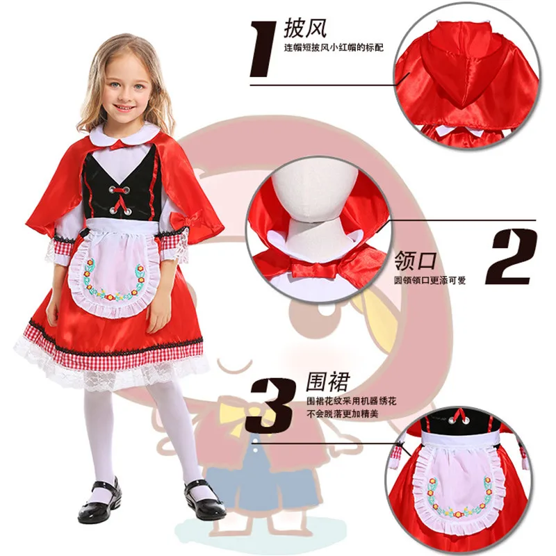S XL для девочек Красная Шапочка Детский костюм костюмированной вечеринки на
