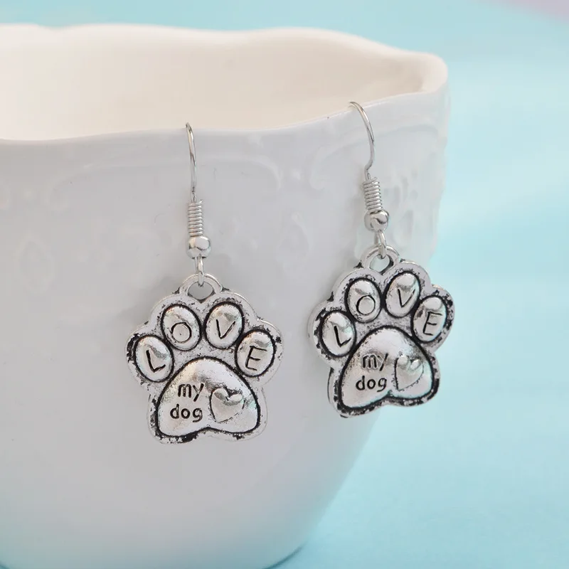 Милые серьги в виде собачьей кошачьей лапы крошечный медведь принт животных