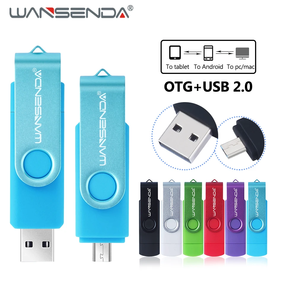 USB флеш-накопитель WANSENDA 2,0 OTG для телефонов на Android, флеш-накопитель 64 ГБ, 32 ГБ, 16 ГБ, 8 ГБ, 4 Гб, флешка, флеш-накопитель