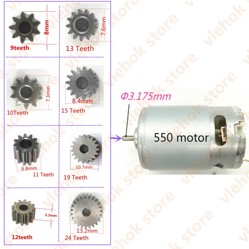 

9T 10T 11T 12T 13T 15T 19T 24T Gear for RS550 BOSCH MAKITA DEWALT HITACHI Milwaukee WORX RS-550 Motor 9 10 11 12 13 15 19 Teeth