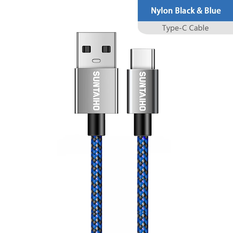 Black blue Suntaiho usb type C кабель для samsung S9 S10 USB C кабель 3A Quick зарядное устройство 3.0 type C провод для зарядки 3 м для Xiaomi Redmi Note 7 K20 шнур для зарядки телефона - Цвет: Black blue