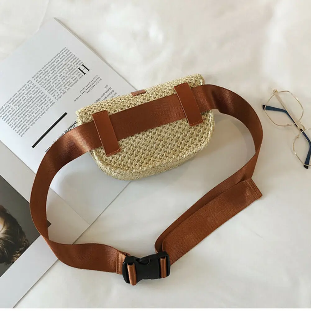 Женская соломенная сумка ручной работы милый поясной кошелек на ремне модный
