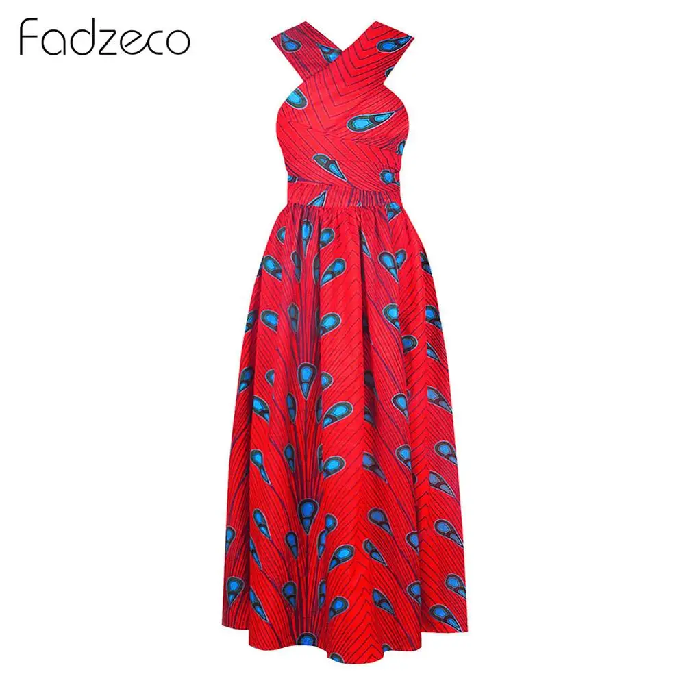 RD1 Fadzeco африканские платья для женщин Дашики Базен Riche Флористический с высокой талией с разрезом сбоку Длинное Макси платье с этническим принтом Анкара Платье - Цвет: RD1