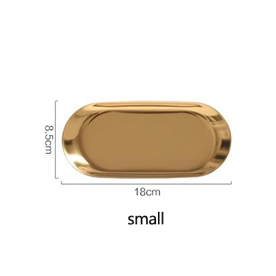 Gold-small Новинка, цветной металлический поднос для хранения, золотой, овальный, в горошек, фруктовая тарелка, мелкие предметы, овальный поднос для хранения ювелирных изделий, поднос, зеркало - Цвет: Gold-small