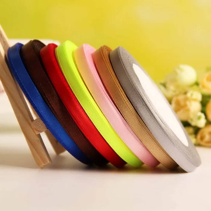 (25 ярдов/рулон) 6 мм односторонняя атласная лента оптовая продажа подарочная