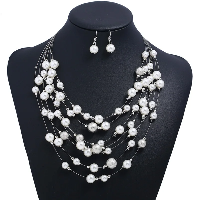Big Beads Gem Maxi Jewelry Sets Statement Long Ethnic Vintage White Collar Choker Necklace Earring for Women Gifts | Украшения и