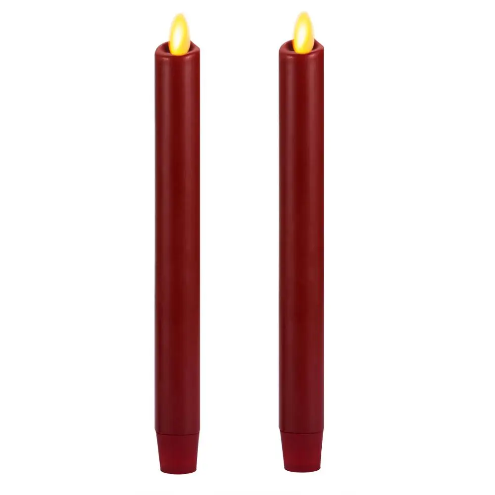 Burgundy Ksperway беспламенные светодиодные тонкие свечи настоящий воск эффект пламени с таймером и пультом дистанционного управления - Цвет: Burgundy