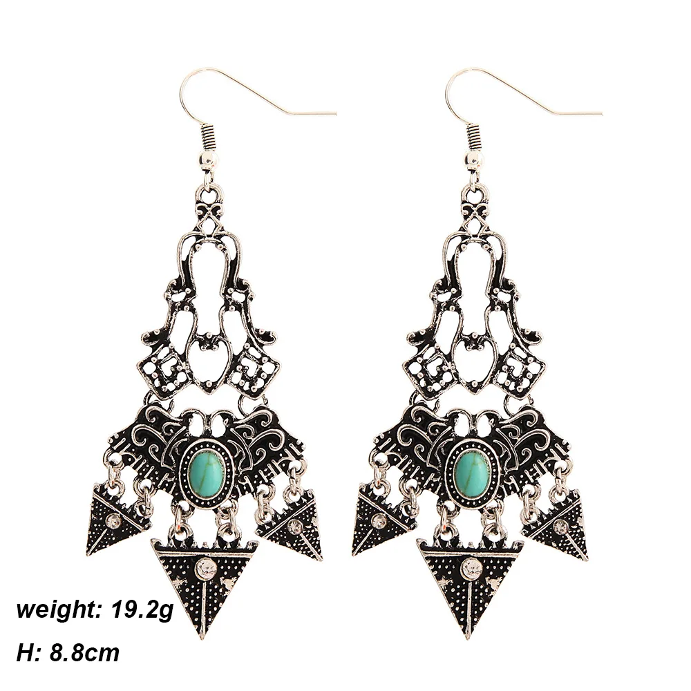 серьги с камнями Чешские Серьги Boho Хиппи Шик aritos Цыган Люстра в Стиле Ар-Деко