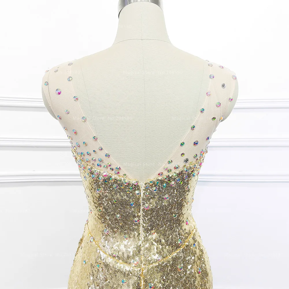 Китай Короткие блесток Bling золота коктейльное платье Оболочка халат де коктейль