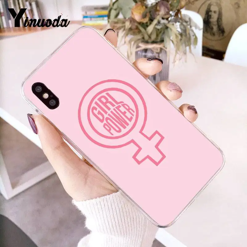 Чехол Yinuoda для iPhone 7 феминистский логотип киска розыгрыш розовый прозрачный чехол