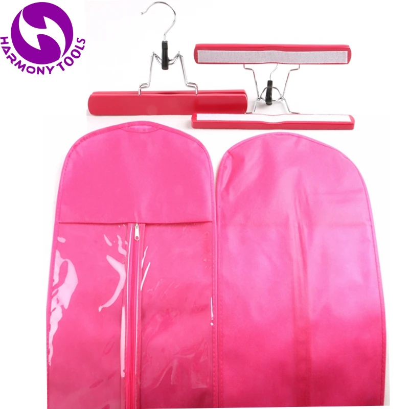 50 Sets Pink,Black or White zipper hanger package bag hair extension suit case bags hair packing for clip weft hair and ponytail