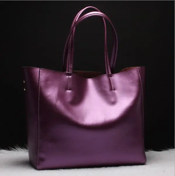 Violet Большие женские сумки из натуральной кожи, повседневные сумки, сумки через плечо, женские сумки - Цвет: Violet