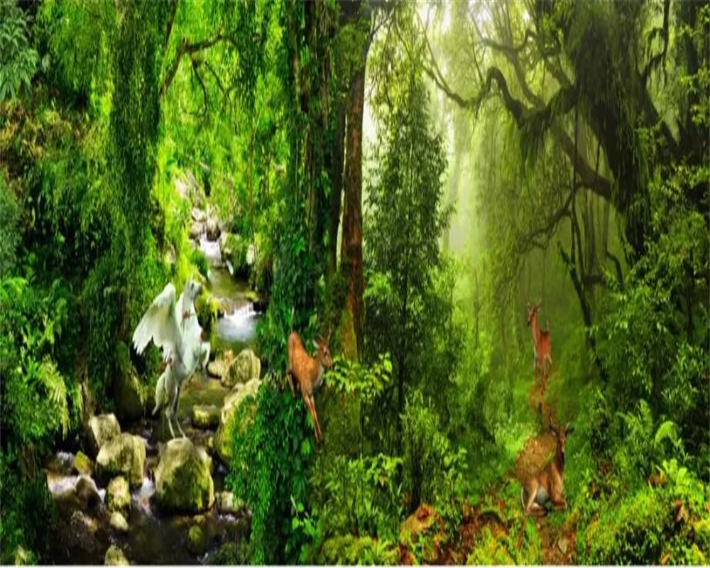 Обои на заказ 3d росписи wonderland лес полная сцена Огромный Пейзаж гостиная обои