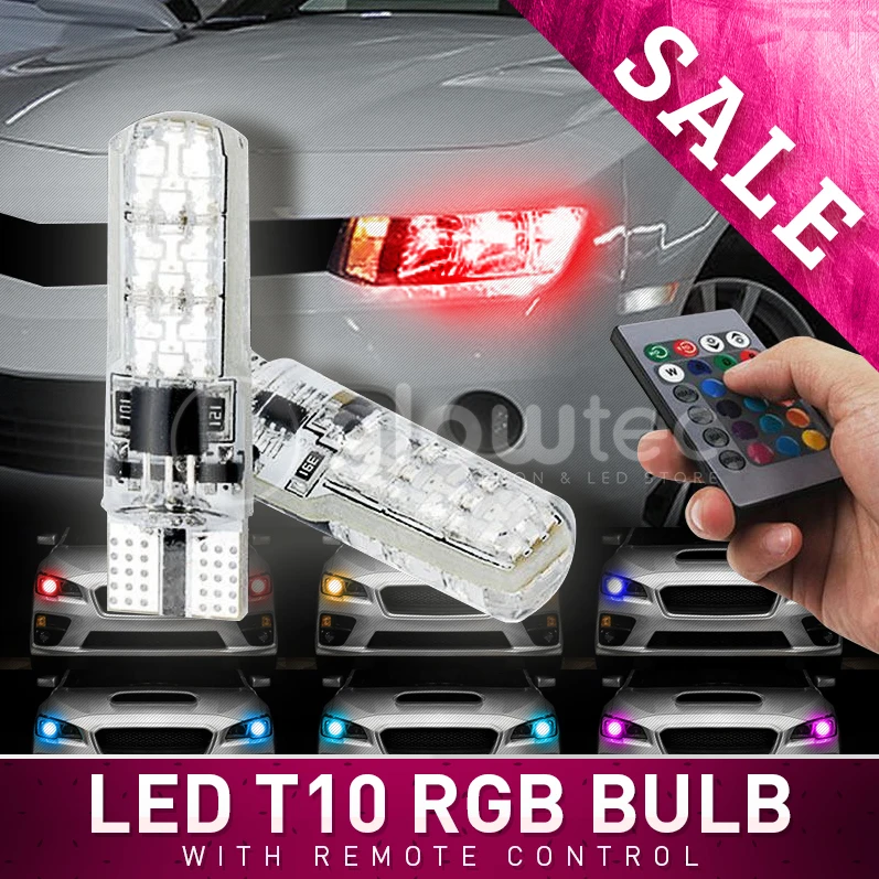 Светодиодные Автомобильные лампы T10 W5W 2 шт. светодиодные RGB с дистанционным