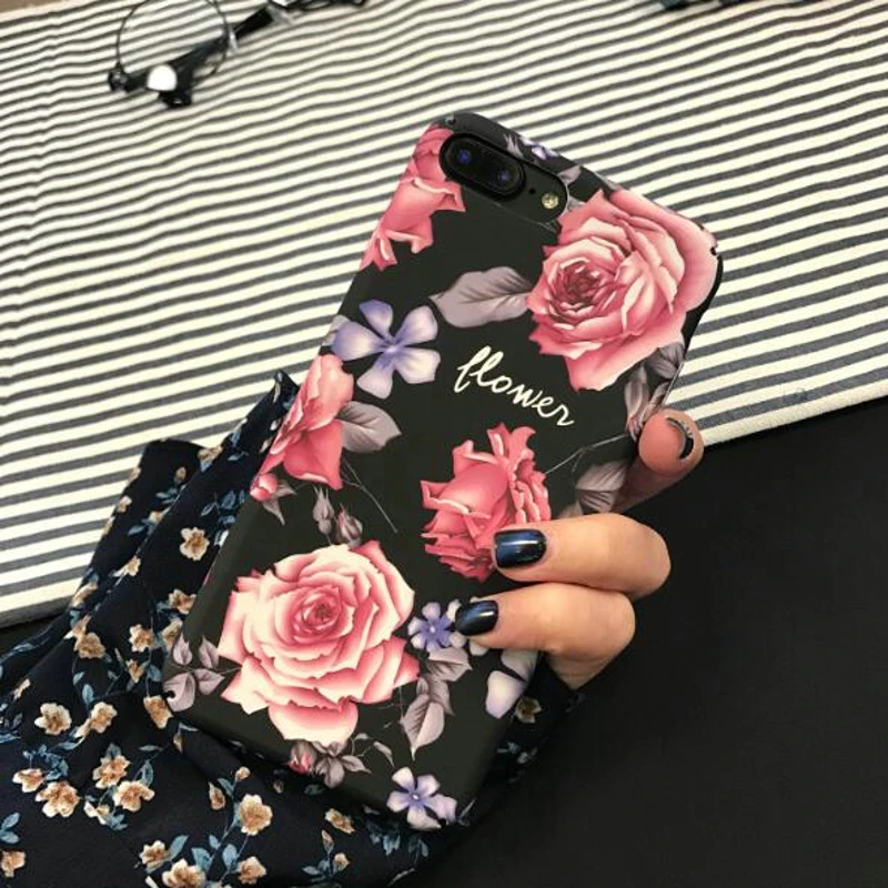 Flowers Phone Case For iPhone 7 8 plus 6 6S Coque Funda Plastic Hard iphone 7Plus Back Cover |
