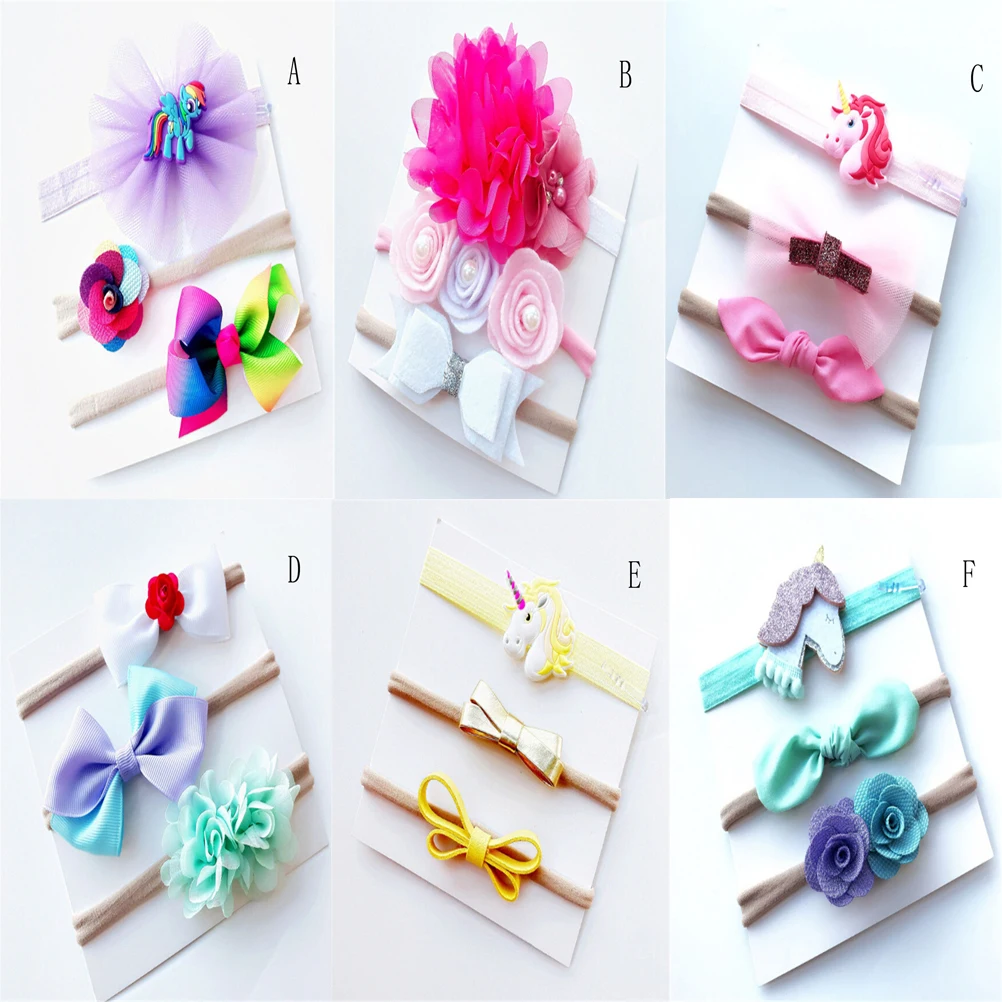 3PCS/Lot Cute Toddler Kids Girls Baby Headband Bow Floral Hair Band Headwear Elastic Gift for 0-5Y Children | Детская одежда и