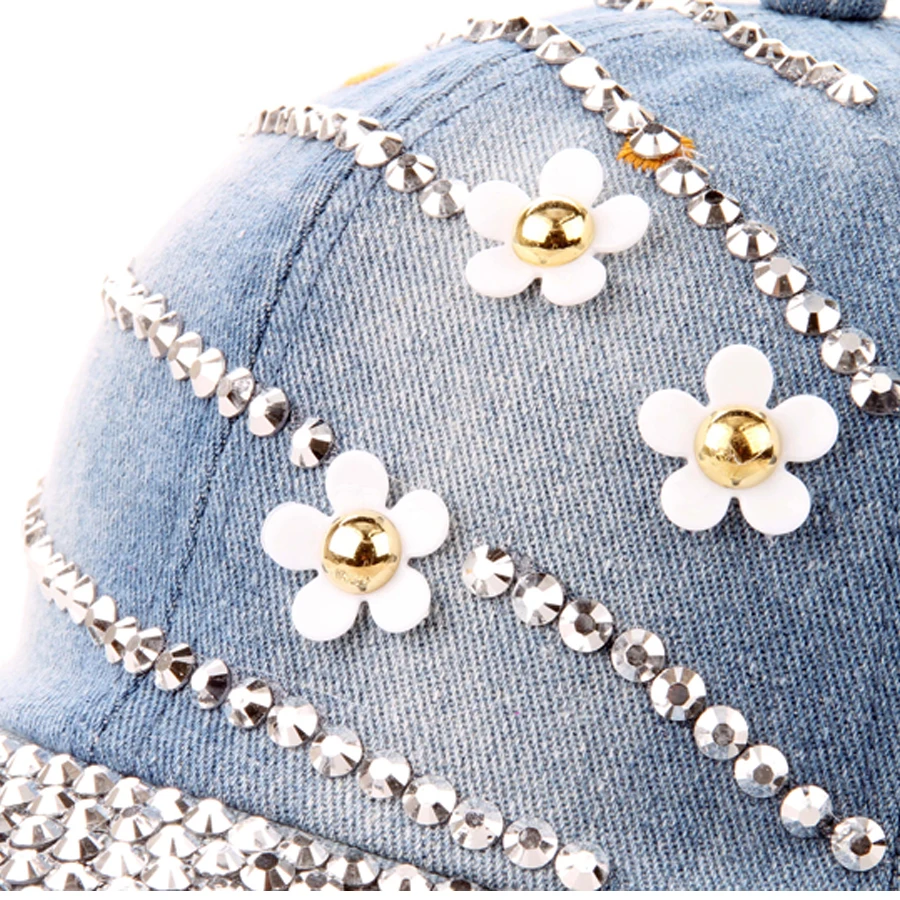 2018 женские регулируемые кепки с маленькими цветами 4 шт. повседневные джинсовые 3