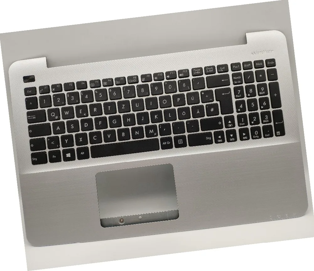 Немецкая/Deutsch (DE) клавиатура для Asus F555LA F555LB F555LF F555LD F555LP Серебряный палмрест