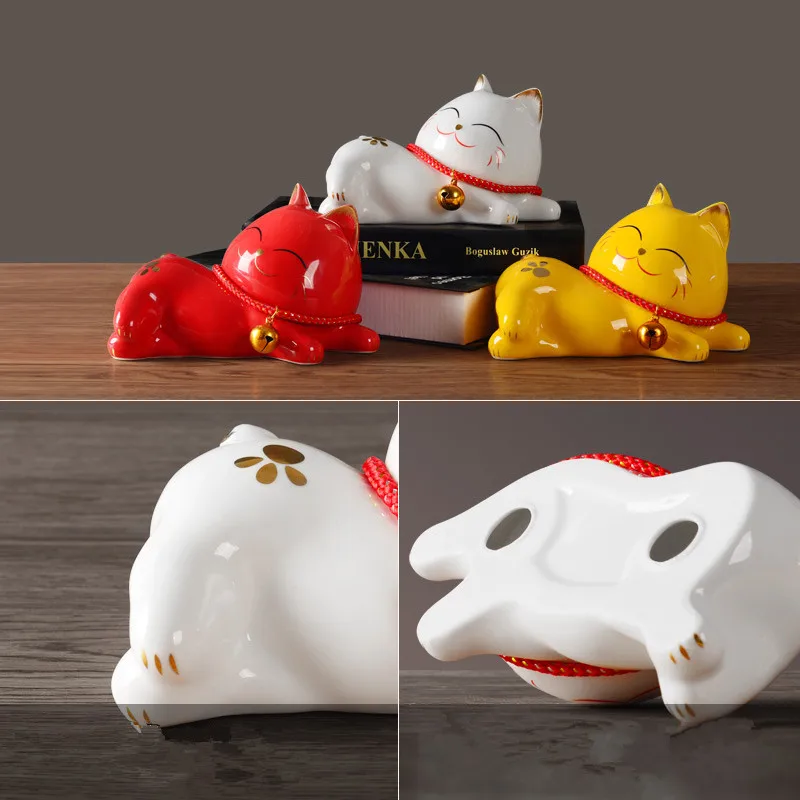 Ceramic lucky cat mascot animal ornaments Home decor crafts room decorations kawaii cats porcelain Feng Shui figurines | Дом и сад